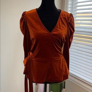 Fashion Nova Rust Wrap Blouse